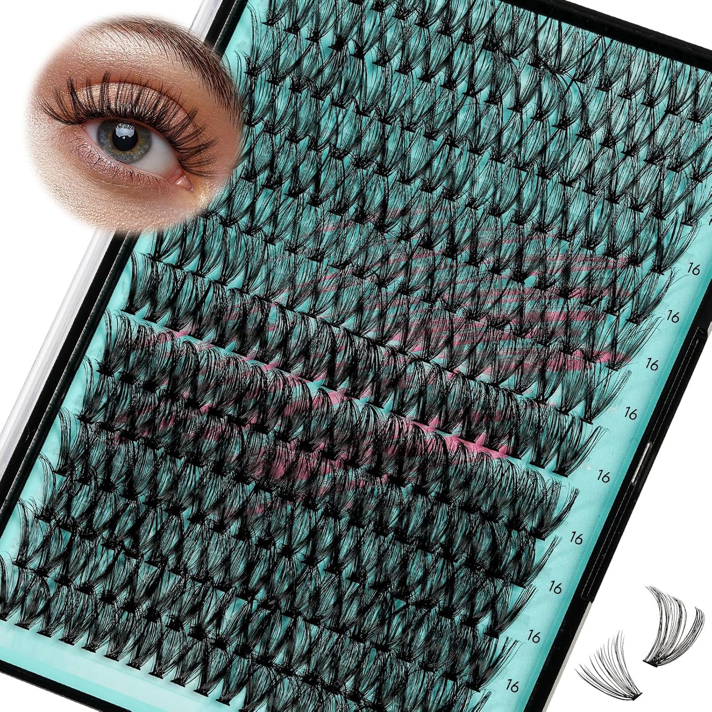 Lash Clusters Wispy 280PCS Eyelash Extension 30D 40D Cluster Lashes Individual Lashes DIY Lash Extension Natural Look Cluster Eyelash Extensions Soft False Eyelashes at Home for Beginners(16mm)-GlimoraGlow