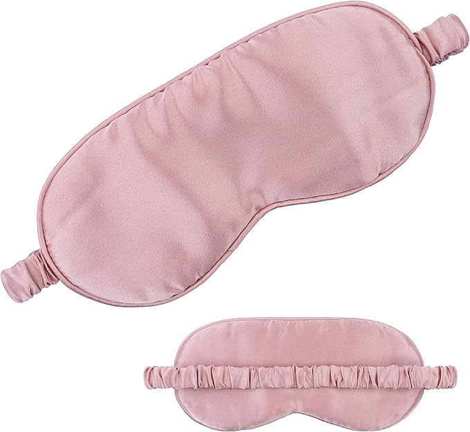 in Flight Mind Mulberry Silk Sleep Mask, Eye Mask for Sleeping with Elastic Headband, Super Soft Sleeping Mask,Comfortable Silk Eye Sleep Mask, Sleep Eye Mask for Night Sleeping, Travel, Nap(Pink)-GlimoraGlow