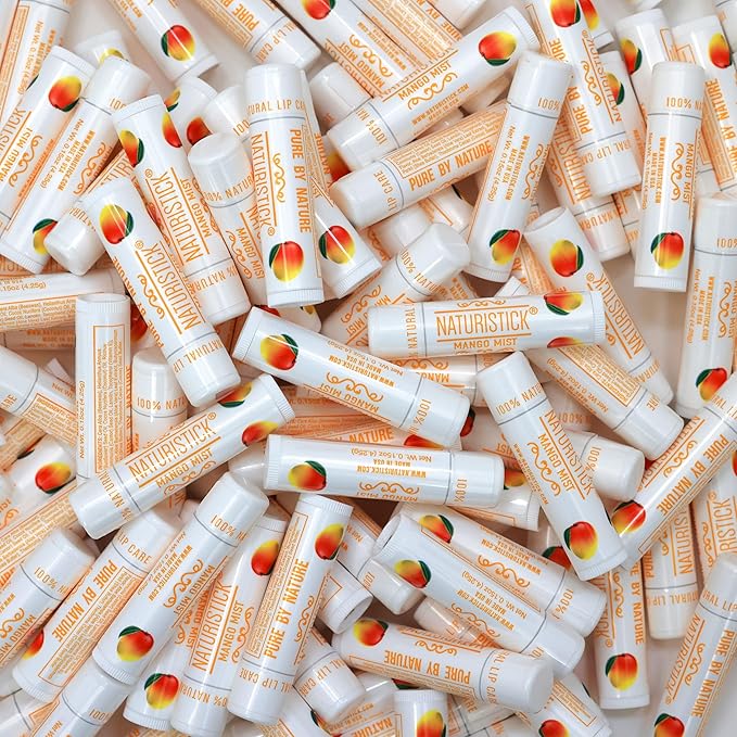150-Pack Lip Balm in Bulk by Naturistick. Mango Scent. 100% Natural Ingredients. Best Beeswax Chapstick for Dry, Chapped Lips. Made in USA-GlimoraGlow
