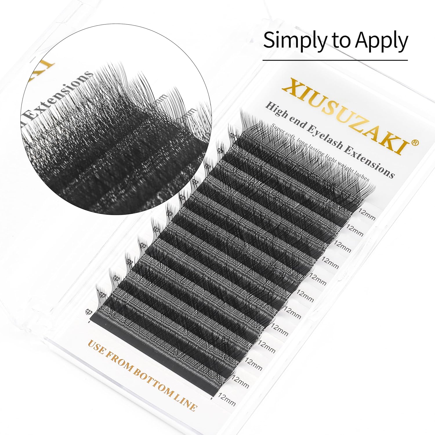 W Lash Extensions 5D Eyelash Extensions W Shape 0.07mm Thickness L Curl 12mm Premade Fans W Lashes Individual Lashes Matte Black 12 Rows False Eyelashes Volume Lashes(W-5D-0.07-L,12mm)-GlimoraGlow