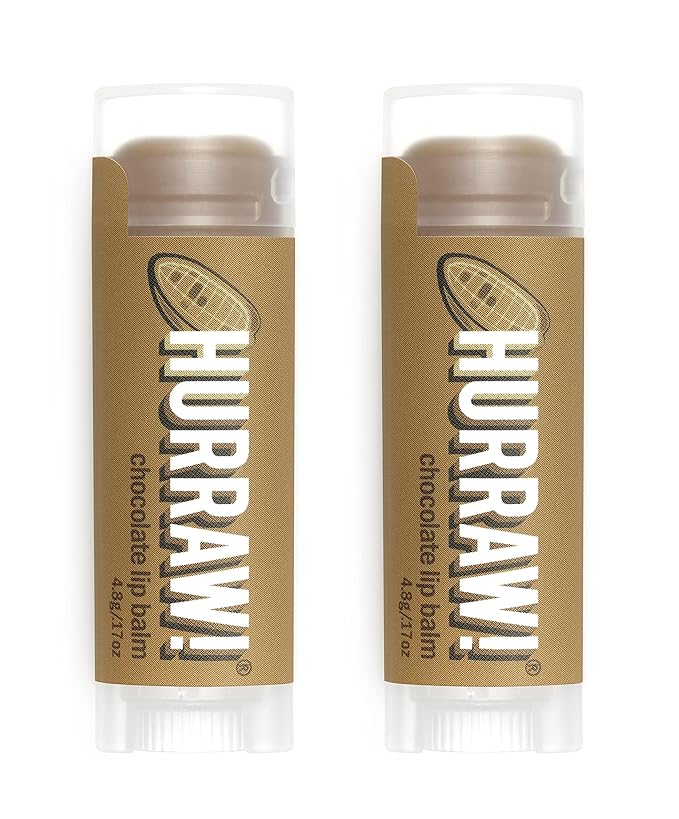 Hurraw! Chocolate Lip Balm, 2 Pack: Organic, Certified Vegan, Cruelty and Gluten Free. Non-GMO, 100% Natural Ingredients. Bee, Shea, Soy and Palm Free. Made in USA-GlimoraGlow