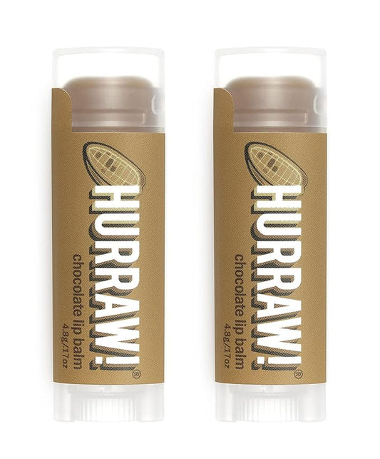 Hurraw! Chocolate Lip Balm, 2 Pack: Organic, Certified Vegan, Cruelty and Gluten Free. Non-GMO, 100% Natural Ingredients. Bee, Shea, Soy and Palm Free. Made in USA-GlimoraGlow