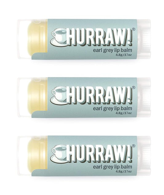 Hurraw! Earl Grey Lip Balm, 3 Pack: Organic, Certified Vegan, Cruelty and Gluten Free. Non-GMO, 100% Natural Ingredients. Bee, Shea, Soy and Palm Free. Made in USA-GlimoraGlow