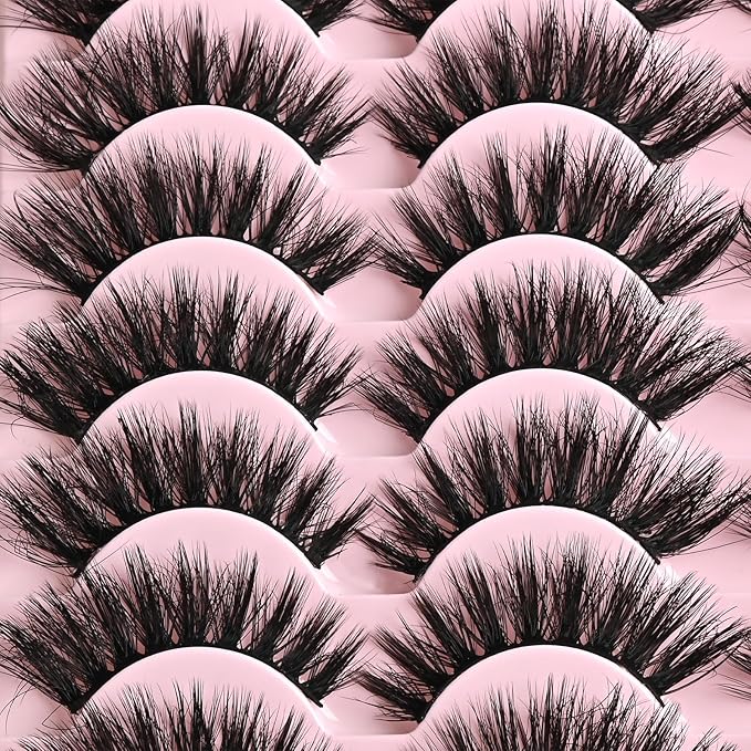 FARRED Cat Eye Lashes Fluffy False Eyelashes 14 Pairs Fake Eyelashes Natural Look Short Natural Lashes Cateye Lash Wispy Volume Eyelash Faux Mink Strip Lashes Pack for Daily Makeup (F27 | 9-17mm)-GlimoraGlow