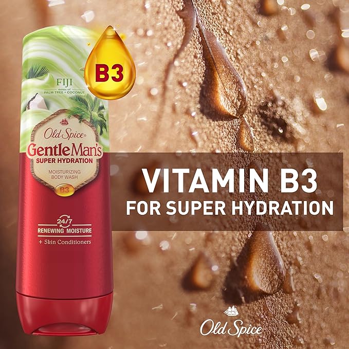 Old Spice Body Wash GentleMan’s Super Hydration for Men, 24/7 Renewing Moisture, Gentle on Skin with Skin Conditioners, Fiji with Palm Tree + Coconut Scent, 20 oz-GlimoraGlow