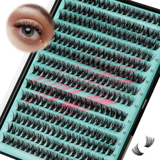 Lash Clusters Wispy 280PCS Eyelash Extension 50D Cluster Lashes Individual Lashes DIY Lash Extension Natural Look Cluster Eyelash Extensions Soft False Eyelashes at Home for Beginners(10mm)-GlimoraGlow