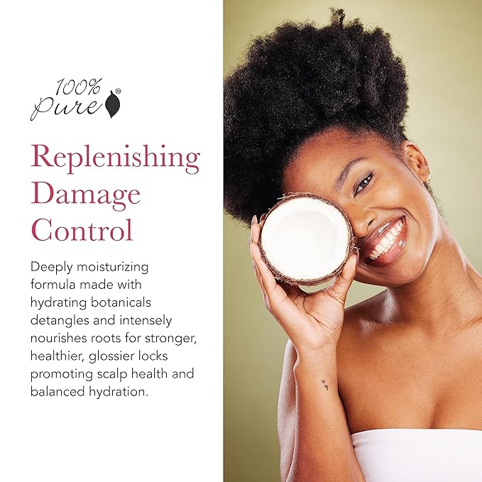 100% PURE Honey & Virgin Coconut Restorative Conditioner Moisturizer & Repair Replenishing Nutrient Boost for Dry Damaged Hair, Promotes Healthy Growth for Women & Men - Sulfate Free - 8 Fl Oz-GlimoraGlow