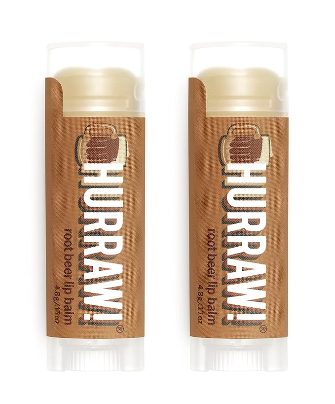 Hurraw! Root Beer Lip Balm, 2 Pack: Organic, Certified Vegan, Cruelty and Gluten Free. Non-GMO, 100% Natural Ingredients. Bee, Shea, Soy and Palm Free. Made in USA-GlimoraGlow