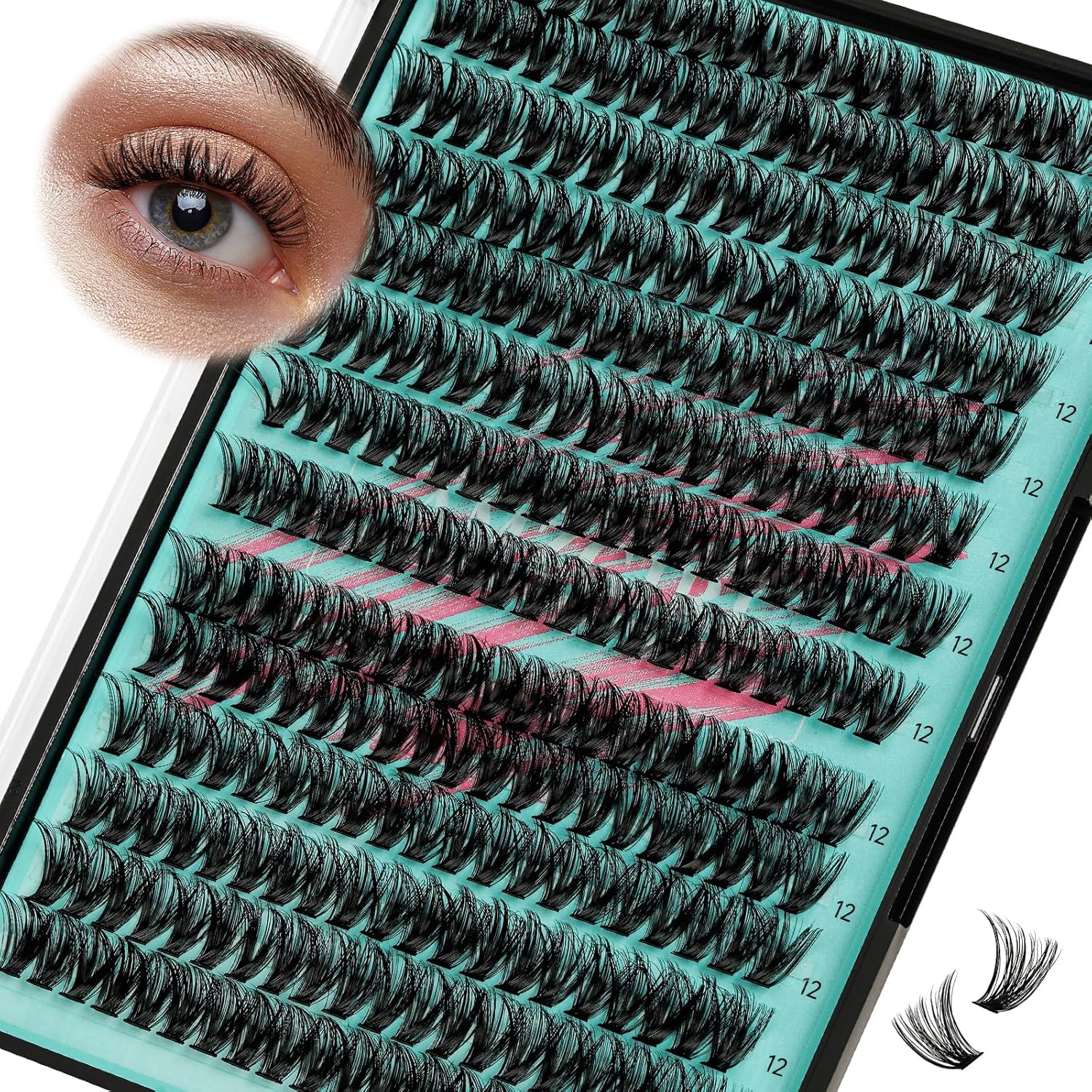 Lash Clusters Wispy 280PCS Eyelash Extension 50D Cluster Lashes Individual Lashes DIY Lash Extension Natural Look Cluster Eyelash Extensions Soft False Eyelashes at Home for Beginners(12mm)-GlimoraGlow