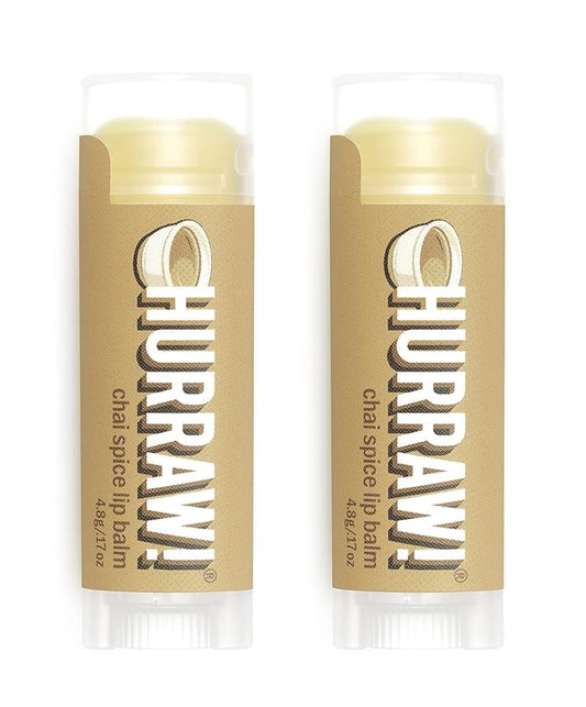Hurraw! Chai Spice Lip Balm, 2 Pack: Organic, Certified Vegan, Cruelty and Gluten Free. Non-GMO, 100% Natural Ingredients. Bee, Shea, Soy and Palm Free. Made in USA-GlimoraGlow
