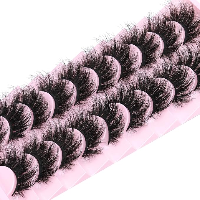 Mink Lashes 8D Volume Dramatic False Eyelashes Soft 20 mm 10 Pairs Pack Wispy FANXITON Faux Mink Eye Lashes-GlimoraGlow