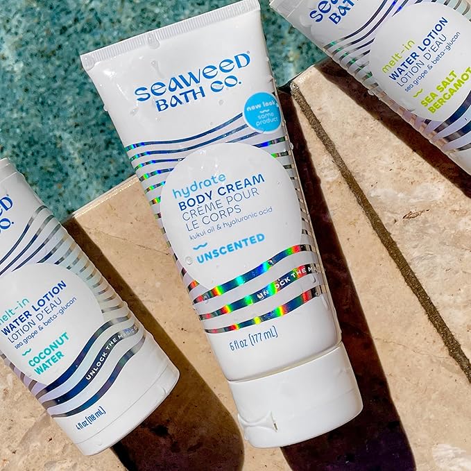 Seaweed Bath Co. Hydrate Body Cream - Unscented | Nourishing Moisturizer for Body and Hands | With Vitamin E, Hyaluronic Acid and Shea Butter For Dry Skin | 6 oz-GlimoraGlow